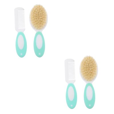 VICASKY 4pcs Boy Girl Boys and Girls Hair Brush Hair Comb Natural Wool Bristles Comfortable Detangler Brush for Cradle Cap