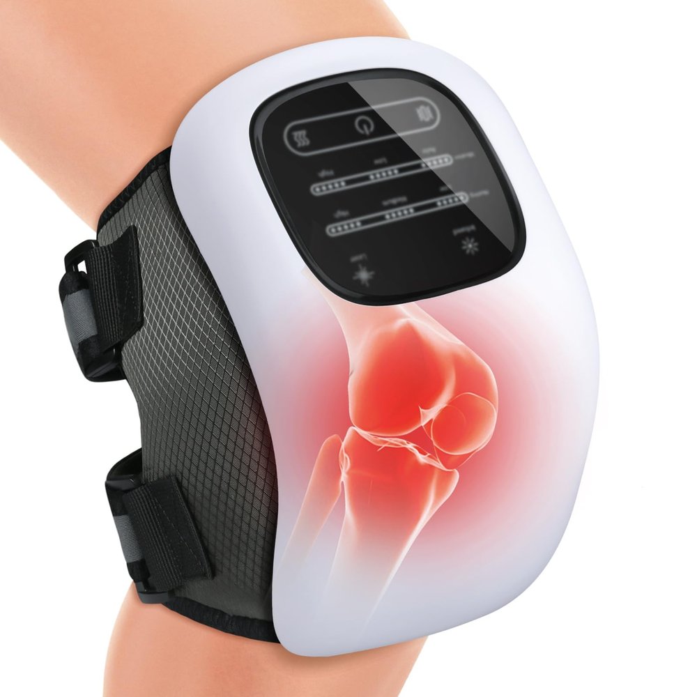 Auxoliev Knee Massager for Pain Relief, Cordless Knee Massager with Heat and Vibration, 3 in 1 Masajeador de rodilla for Swelling, Stiff Joints, Stretched Ligaments and Muscle Injuries