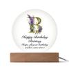 Happy Birthday Brittney v02 - Circle Acrylic Plaque With LED Lights Personalized Name view 1