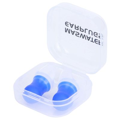 2Pcs Reusable Silicone Ear Plugs, Watertight and Noise Reduction for Swimming, Flying, and More(Blue Large + pp Box)