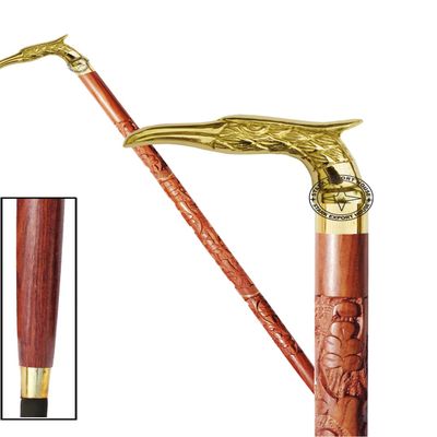 Walking Cane Rosewood Designer Wooden Walking Stick with Brass Handle Gift for Men & Women 37 inch Brown JXJX