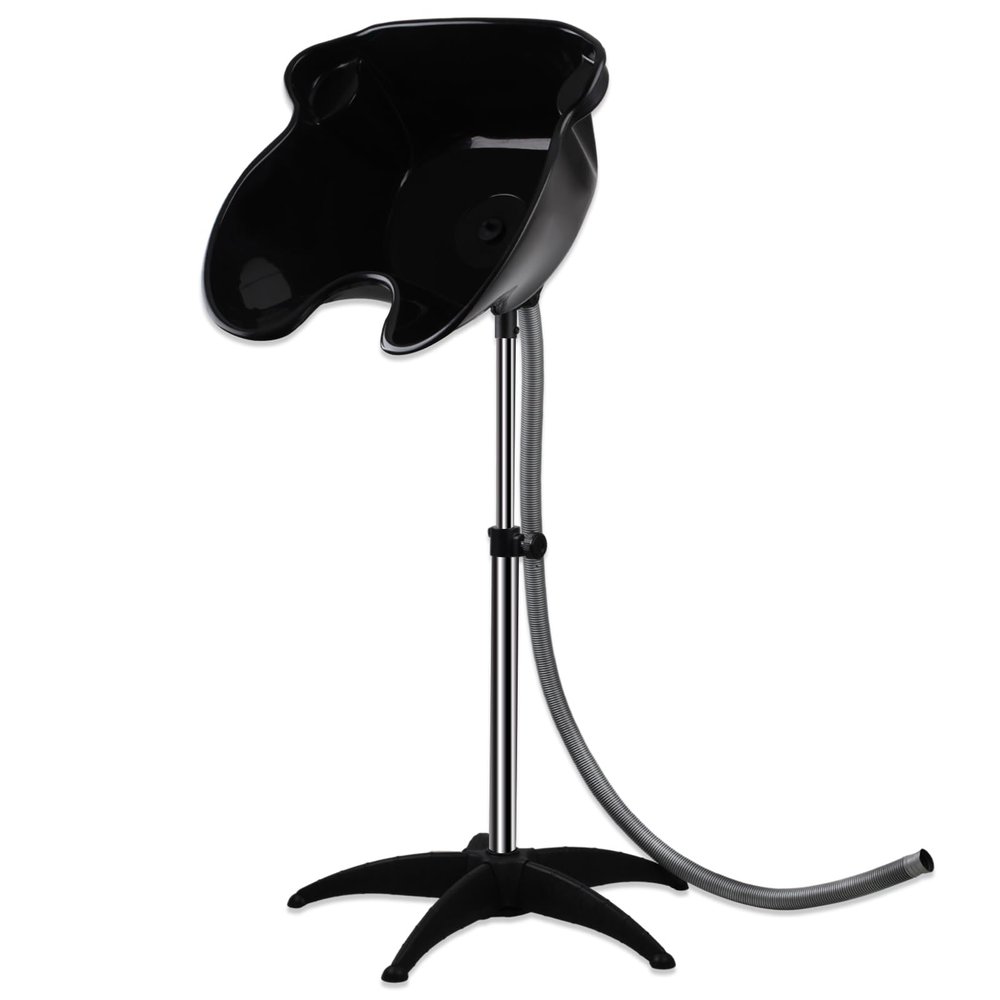 Portable Shampoo Bowl, Height & Angle Adjustable Hair Washing Sink with Drain Hose, Standing Salon Deep Shampoo Basin for Hairstylist and Home Services
