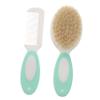 Hoement 1set Practical Care Wool Shampoo Brush and Comb Set for Boy Girl Natural Scalp Massage Tools Gentle Cleaning for Newborns and Toddlers Blue view 1