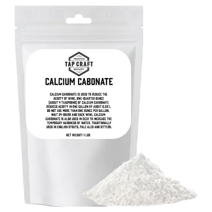Tapcraft Calcium Carbonate 1lb  Food Grade Powder for Wine Making, Beer Brewing, Baking, Cooking  pH Adjuster, Acid Neutralizer, Dietary Supplement, Chalk Paint Additive