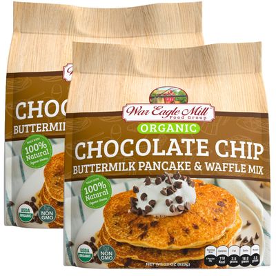 War Eagle Mill Organic Chocolate Chip Pancake & Waffle Mix, 22 oz Bag (2 Pack)