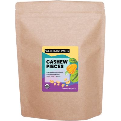 Wilderness Poets, Organic Cashew Pieces - Raw, Unsalted (5 Pound - 80 Ounce)