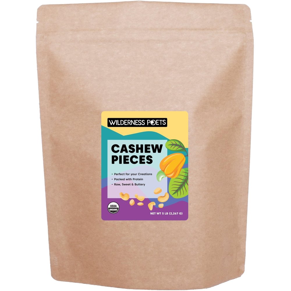 Wilderness Poets, Organic Cashew Pieces - Raw, Unsalted (5 Pound - 80 Ounce)