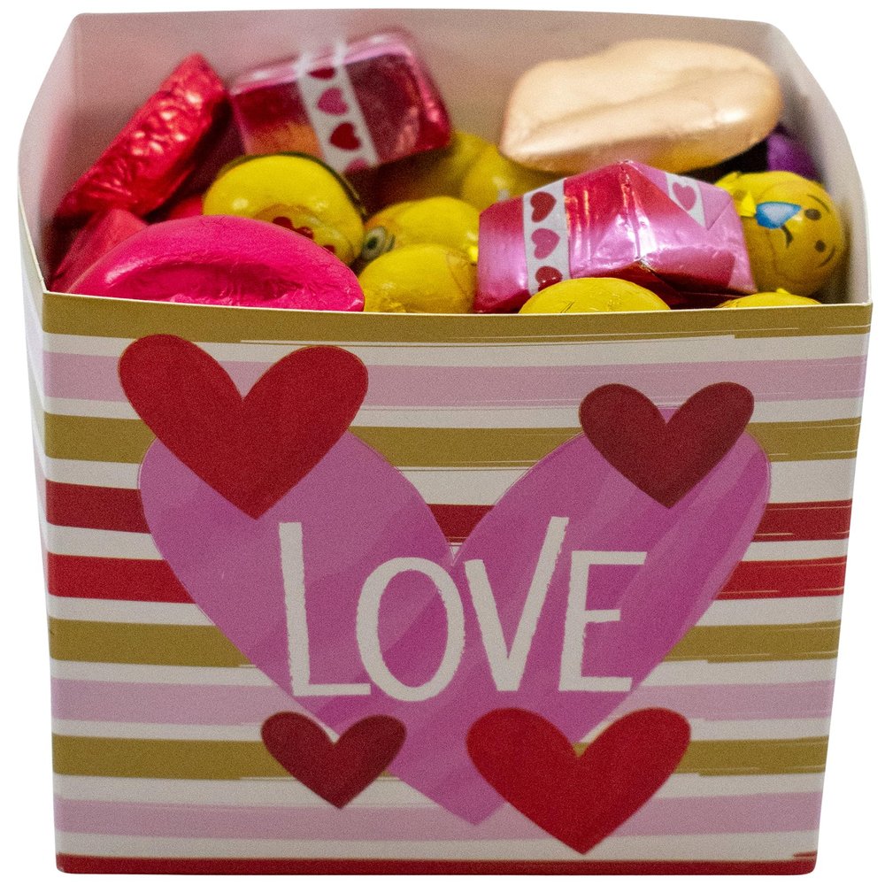 Festive Foil-Wrapped Milk Chocolates in a Box (1 lbs, Valentine's Day - Love)
