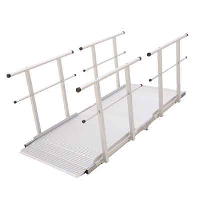 6' L Silver Spring Folding Aluminum Mobility Ramp with Dual Handrails, 850 lb. Capacity, 2" Siderails, Textured Traction, Scooter or Wheelchair Access