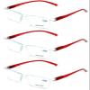 V.W.E. 3 Pairs Lightweight Comfortable Transparent Frame Clear Rectangular Readers Reading Glasses - Men Women (3 Red, 1.50, x) view 2