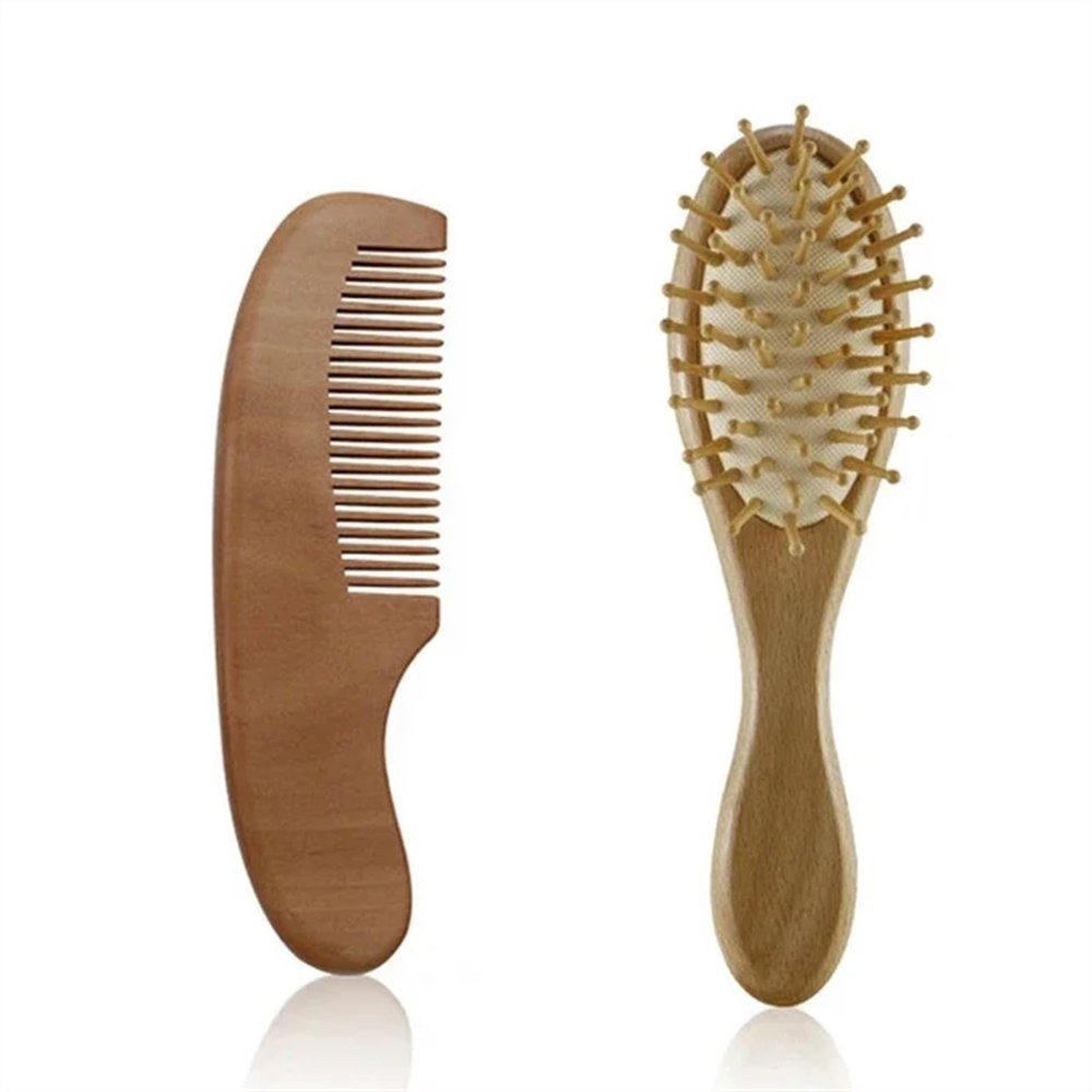 POLICK Newborn Baby Wooden Brush Baby Natural Wool Comb Newborn Hair Brush Infant Head Massager Portable Bath Brush Comb for Kids (Size : Handle Airbag)