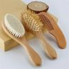 POLICK Newborn Baby Wooden Brush Baby Natural Wool Comb Newborn Hair Brush Infant Head Massager Portable Bath Brush Comb for Kids (Size : Handle Airbag) view 2