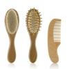 POLICK Newborn Baby Wooden Brush Baby Natural Wool Comb Newborn Hair Brush Infant Head Massager Portable Bath Brush Comb for Kids (Size : Handle Airbag) view 4