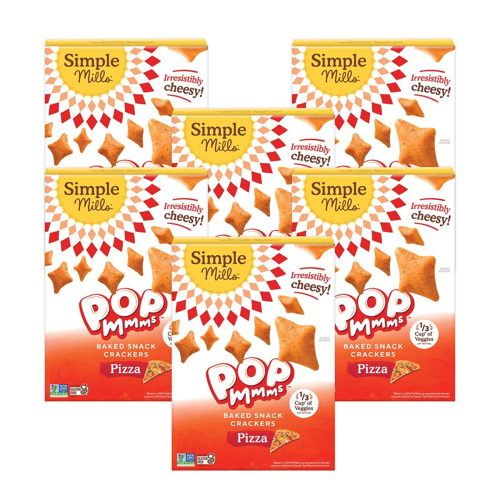 Simple Mills Pop Mmms Pizza Baked Snack Crackers, Gluten Free, 4 Ounce (Pack of 6)
