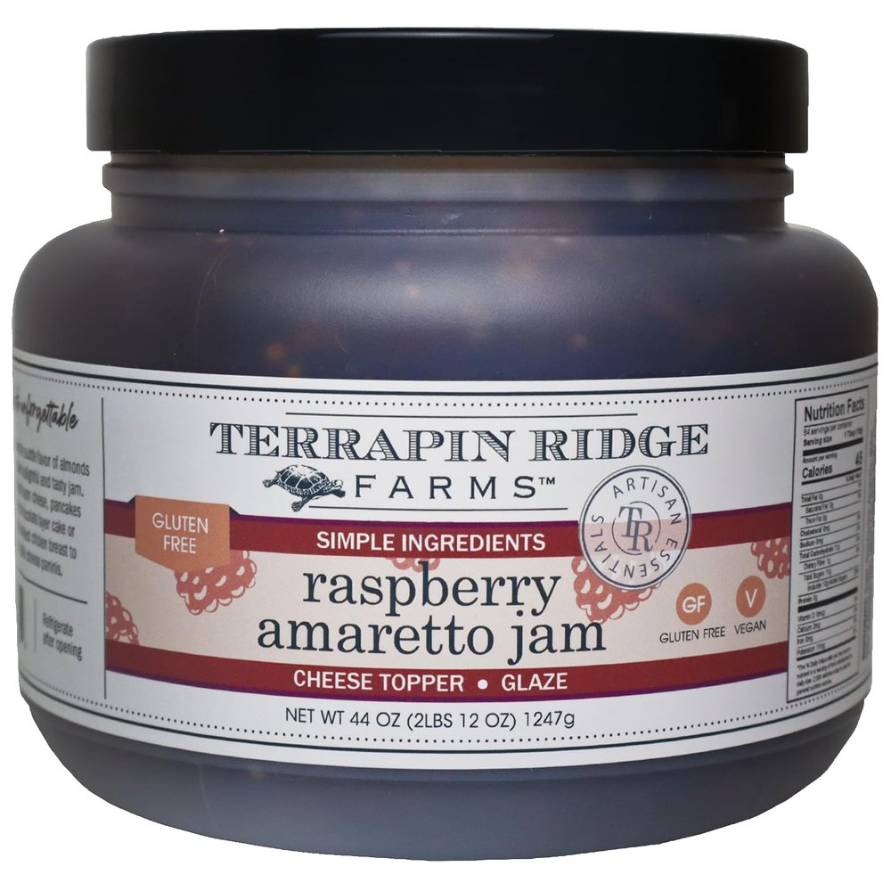Terrapin Ridge Farms Raspberry Amaretto Jam  Raspberry Jam with Almond & Vanilla Flavor  1 Quart (44 Ounce Jar)