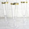 24 pcs 5 oz Clear with Gold Rim Plastic Champagne Flutes Glasses - Clear Drinkware, Plastic Wine Glasses for Weddings Parties Events Receptions Home Bar Cocktails Dining Tableware Decorations view 3