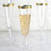 24 pcs 5 oz Clear with Gold Rim Plastic Champagne Flutes Glasses - Clear Drinkware, Plastic Wine Glasses for Weddings Parties Events Receptions Home Bar Cocktails Dining Tableware Decorations view 4