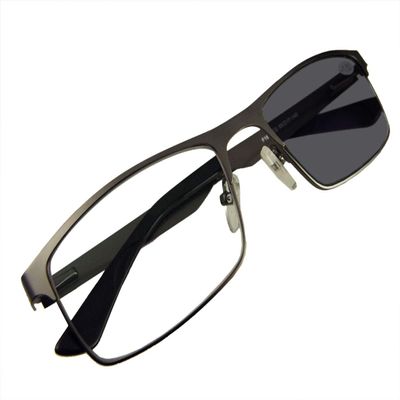 Circleperson Men Photochromic Light-sensible Reading glasses Sun readers spring hinges 55-17 UV protection(gunmetal,+2.25)