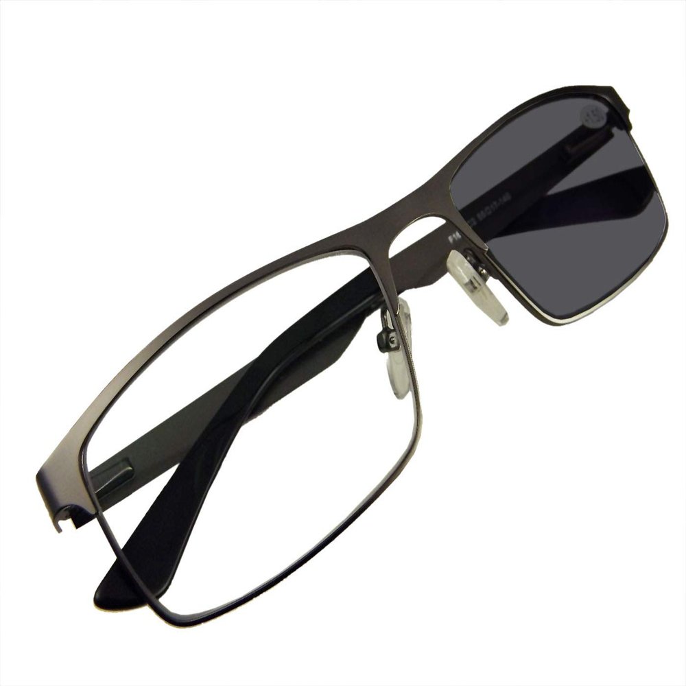 Circleperson Men Photochromic Light-sensible Reading glasses Sun readers spring hinges 55-17 UV protection(gunmetal,+2.25)