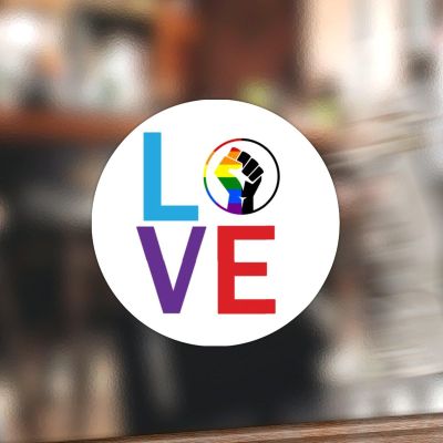Swavecat 50PCS Pride Parade Rainbow Love Fist Stickers Love Wins Equality Rainbow Sticker Pride Month LGBTQ Vinyl Round Sticker Decal for Gift Tags Cards Envelope Seals Boxes Gift Wrap 4inch