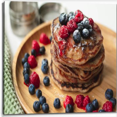 A heap healthy vegan gluten free whole grain pancakes made buckwheat Canvas Wall Art Decor Paintings Pictures for Bedroom Wall Decor Above Bed Living Room Wall Decoration Bathroom Office Artwork