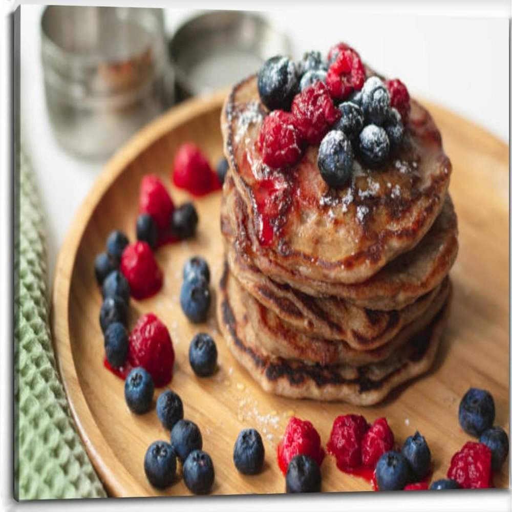 A heap healthy vegan gluten free whole grain pancakes made buckwheat Canvas Wall Art Decor Paintings Pictures for Bedroom Wall Decor Above Bed Living Room Wall Decoration Bathroom Office Artwork
