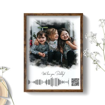 Custom Voice recording with QR Code Wooden Frame, Photo & Soundwave Created from Your Audio, Memorial Gift, Frame Canvas Print, Sound Wave Artwork Frame, Soundwave Art, Mother's Day, Gift for family
