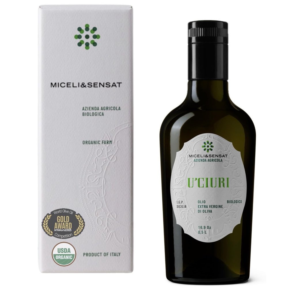 Fruity Medium Organic 500+ mg/kg Polyphenols Rich Italian Extra Virgin Olive Oil from Italy, 2025 Gold Award, High Antioxidants Peppery Finish, Sicily Certified Origins, Cold Pressed - 16.9 fl oz