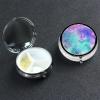 Mermaid Scale Print Pill Box Round 3 Compartment Pill Case Portable Travel Pill Organizer Mini Medicine Storage Box for Pocket Purse Metal Decorative Pill Holder for Daily Medicine view 3