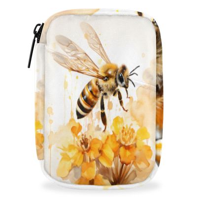 Insect Bees Pill Box 7 Day Travel Pill Organizer for Adult Elder Child Pill Case with Zipper Flowers Portable Weekly Case Compact Size for Vitamin Supplement Holder