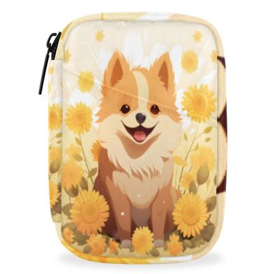Corgi and Sunflowers Pill Box 7 Day Travel Pill Organizer for Adult Elder Child Pill Case with Zipper Corgi Portable Weekly Case Compact Size for Vitamin Supplement Holder