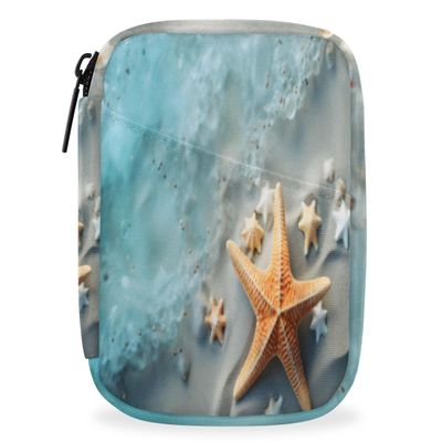 Starfishes Sea Pill Box 7 Day Travel Pill Organizer for Child Adult Elder Pill Case with Zipper Beach Portable Weekly Case Compact Size for Vitamin Supplement Holder