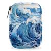 Blue Sea Waves Pill Box 7 Day Travel Pill Organizer for Child Adult Elder Pill Case with Zipper Abstract Waves Portable Weekly Case Compact Size for Vitamin Supplement Holder view 1