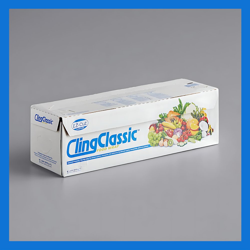 Pokanic Cling Classic Plastic Wrap 18 in x 2000 ft Food Stretch Film Roll Clear ZipSafe Blade Cutter Easy to Cut Dispenser PVC BPA-Free Microwave & Freezer Safe Seal Home Commercial Use (18" x 2000')