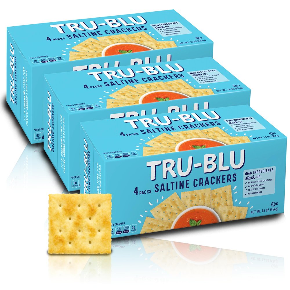 Tru Blu Saltine | No artificial ingredients | No High Fructose Corn Syrup | Made in the USA | 16 Ounce (Pack of 3)