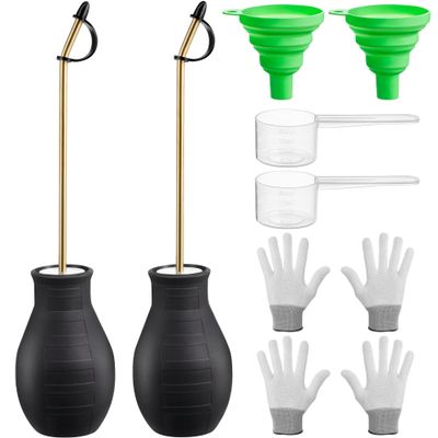 2 Pack Diatomaceous Earth Powder Duster, 8OZ Garden Powder Applicator Dispenser with Long Metal Tube, Bulb Duster Sprayer for Home Organic Gardening Agricultural Supply(Black)