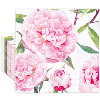 100Pcs Watercolor Peony Paper Napkins Pink Floral Decorative Luncheon Napkins Dinner Hand Napkins for Home Restaurant Kitchen Party Supplies Table Decor