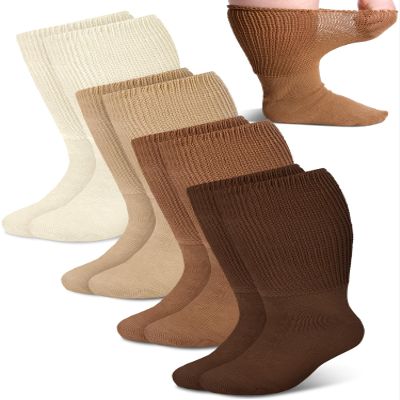 Bunnycool 4 Pairs Extra Wide Socks Swollen 30" Lymphedema Bariatric Socks Non Binding Loose Fit(Women 9-11,Classic Color)
