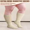 Bunnycool 4 Pairs Extra Wide Socks Swollen 30" Lymphedema Bariatric Socks Non Binding Loose Fit(Women 9-11,Classic Color) view 2
