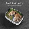 African Leopard Print Pill Box Square 3 Compartment Pill Case Portable Travel Pill Organizer Mini Medicine Storage Box for Pocket Purse Metal Decorative Pill Holder for Daily Medicine view 3