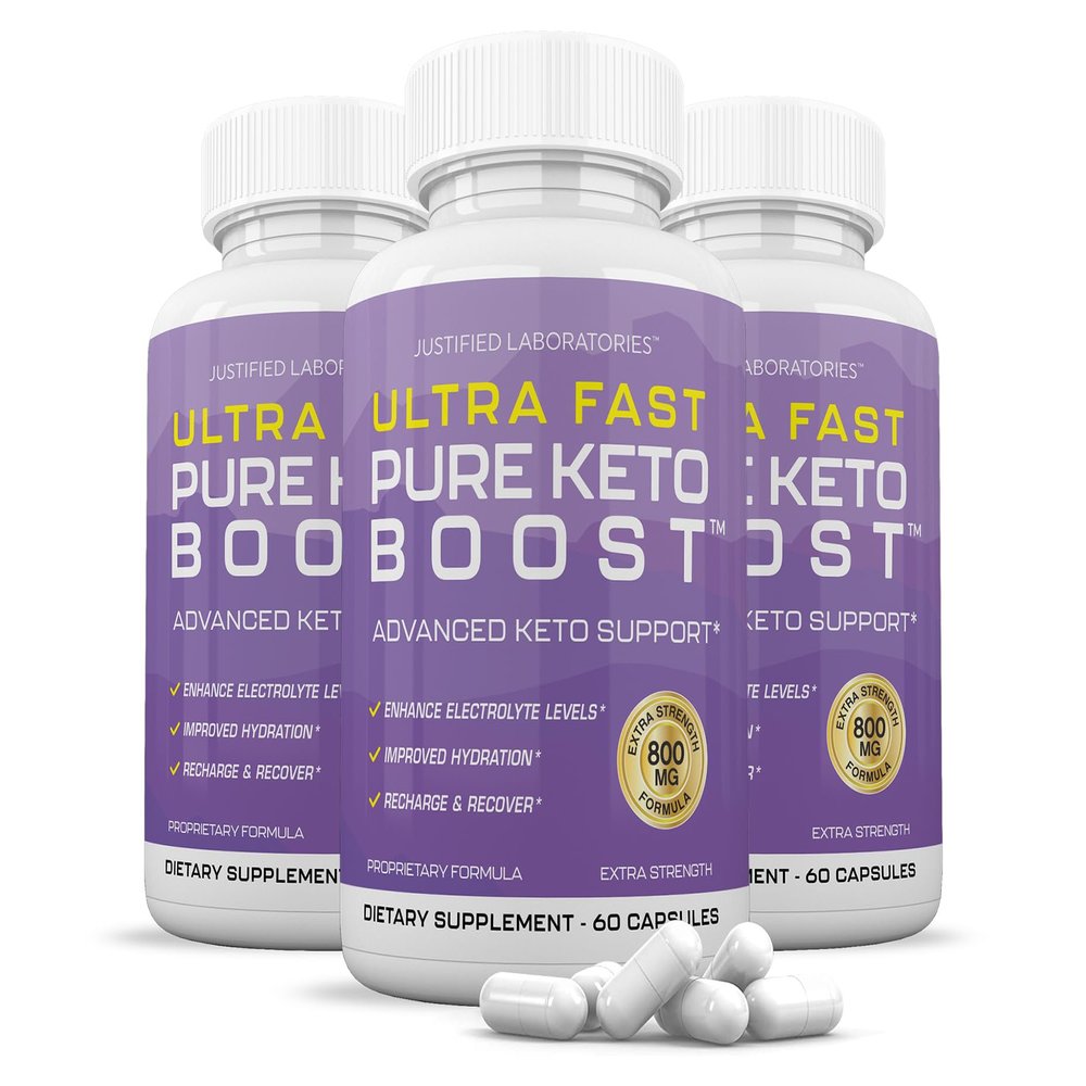 (3 Pack) Ultra Fast Pure Keto Boost Pills 1275MG New & Improved Formula Contains Apple Cider Vinegar Extra Virgin Olive Oil Powder Green Tea Leaf 180 Capsules