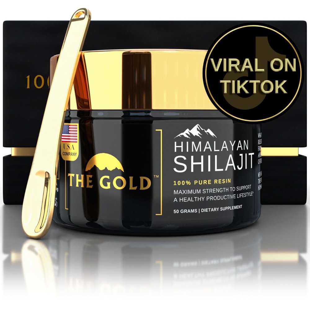 THE GOLD Shilajit Resin | Shilajit Pure Himalayan Organic Shilajit for Men & for Women Lab Test in USA Grade A+ All Natural Dietary Supplement with Fulvic Acid + Trace Minerals | 50 Grams 100 Servings