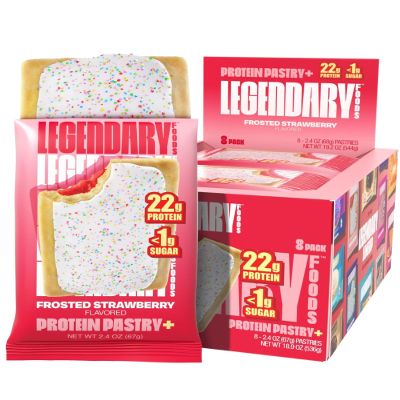 Legendary Foods 22g Protein Pastry 0g Added Sugar, Low Carb, Gluten Conscious, Keto Snack, Ideal for Glucose Management, Includes Whey Protein Isolate, 8 Pack Frosted Strawberry