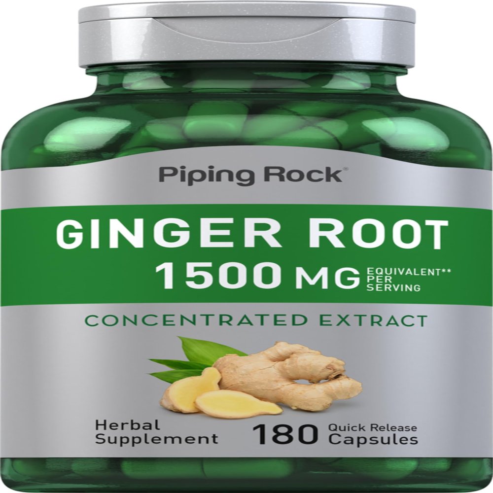 Piping Rock Ginger Root Capsules | 180 Count | Non-GMO, Gluten Free Supplement