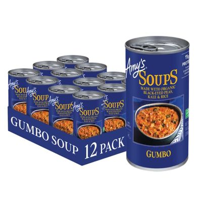Amy's Soup, Black-Eyed Pea & Kale Gumbo, 14 Oz, Pack of 12