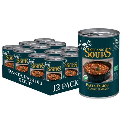 Amy's Organic Classic Italian Pasta Fagioli Soup, Dairy Free, Non GMO, 13.65 Ounces (Pack Of 12)