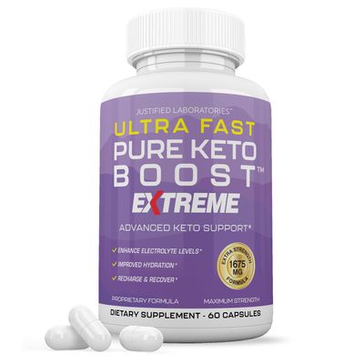 Ultra Fast Pure Keto Boost Extreme Keto Pills 1675MG New & Improved Formula Contains Apple Cider Vinegar Extra Virgin Olive Oil Powder Green Tea Leaf 60 Capsules