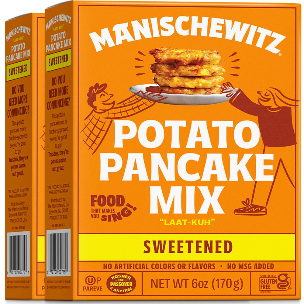 Manischewitz Sweetened Potato Pancake Mix, 6oz (2 Pack) | Gluten Free | No MSG | Traditional Style Potato Latke Mix
