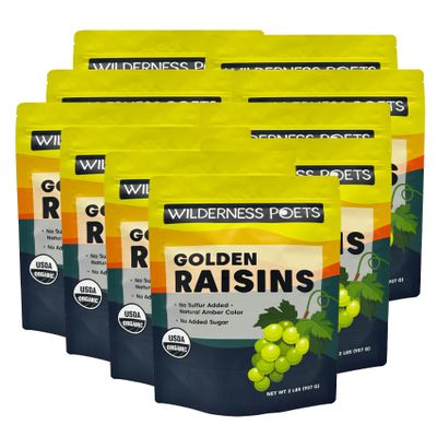 Wilderness Poets, Organic Golden Raisins - No added sugar - Bulk Dried Fruit (20 Pound - 320 Ounce)
