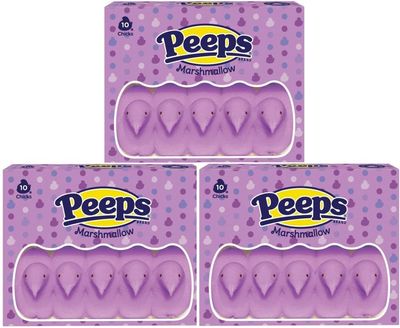 PEEPS Easter Marshmallow Chicks, Variety Pack, 10 Count (Assorted Flavors & Colors) (3 count, Purple Chicks Marshmallow)